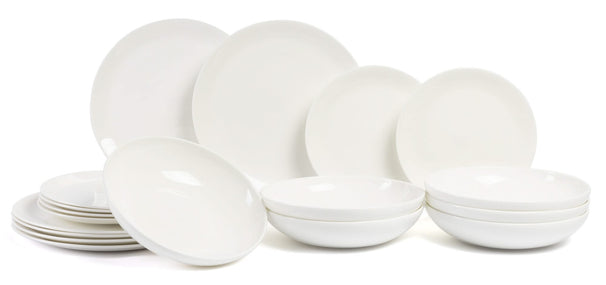 ASA Selection Serviesset A Table - Hvid 18-delt / 6 personer - 6 middagstallerkener, 6 morgenmadstallerkener og 6 dybe tallerkener