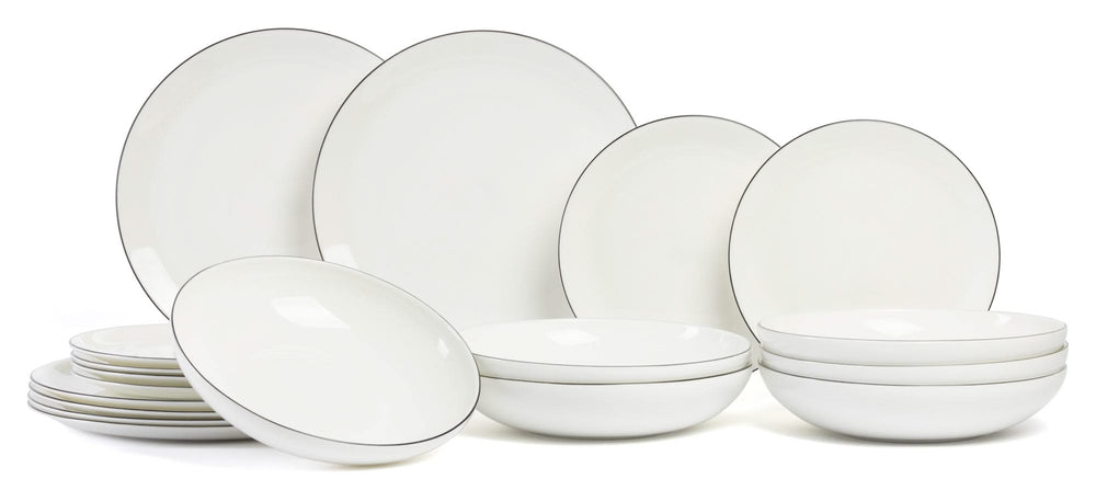 ASA Selection Serviesset A Table Ligne Noire 18-delig / 6 personer - 6 dinerborden, 6 ontbijtborden og 6 pasta-/soepborde