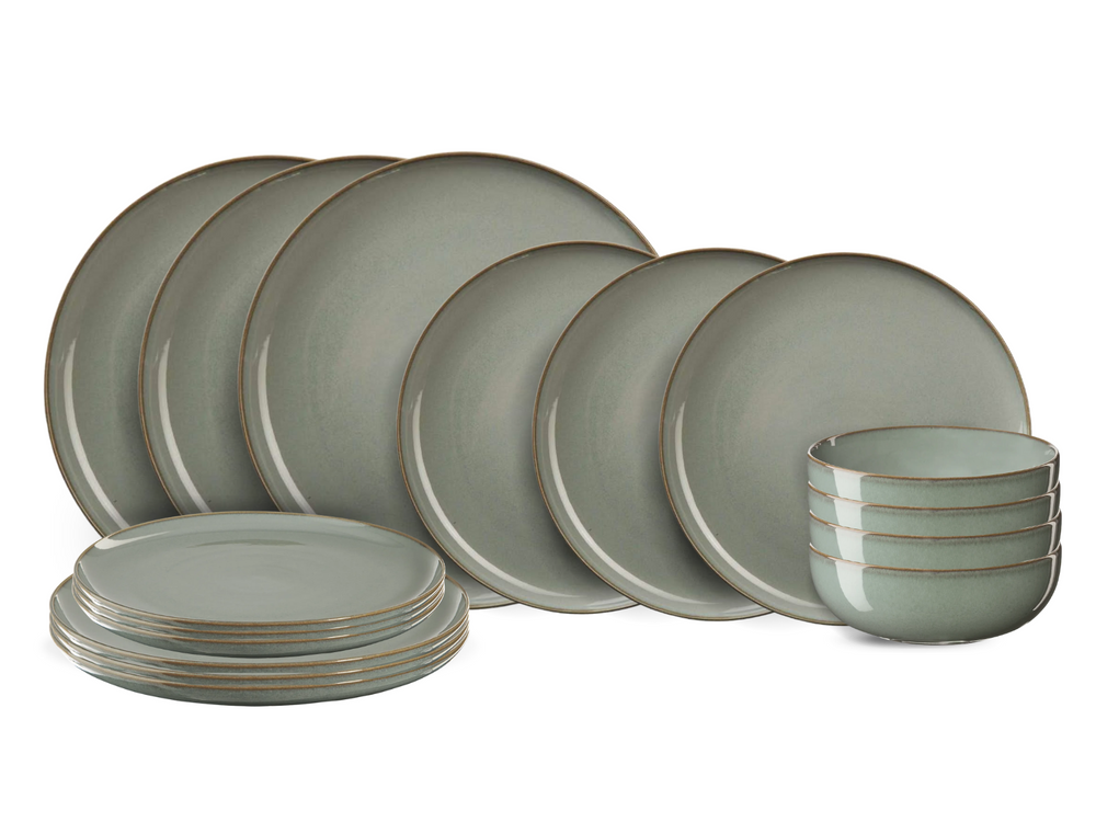 ASA Selection Serviesset Saisons - Eucalyptus 18 delig / 6 personer - 6 dinerborden, 6 kommen en 6 ontbijtborden