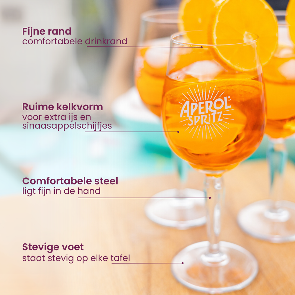 Aperol Spritz Glas - 450 ml - Officielt Glas - 6 stykker