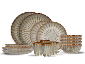 Cosy & Trendy Serviesset Astera Pearl 16-delig / 4 personer - 4 dinerborde, 4 morgenborde, 4 skåle og 4 krus