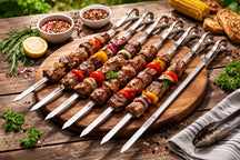Cookinglife BBQ Spiezen Fire & Flavour RVS 41 cm - Sæt med 8 Grill Spyd
