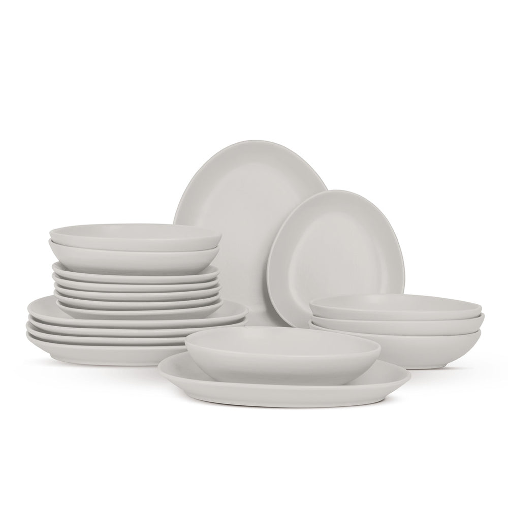 BerlingerHaus Servicesæt Mat Creme Oval - 18-Delt / 6 Personer - 6 middagstallerkener, 6 morgenmadstallerkener og 6 dybe tallerkener