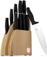 BerlingerHaus Knivblok Sort Roséguld 10-delt - Kokkekniv, Brødkniv, Santokukniv, Skærekniv, Skrællekniv & 4 Steakknive