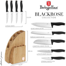 BerlingerHaus Knivblok Sort Roséguld 10-delt - Kokkekniv, Brødkniv, Santokukniv, Skærekniv, Skrællekniv & 4 Steakknive