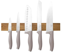BerlingerHaus Knivssæt med Knivmagnetstribe Akacietræ Taupe - 6-delt - Kokkekniv, Brødkniv, Santokukniv, Kontorkniv & Skrællekniv