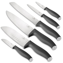 BerlingerHaus Knivsæt Mat Antracit 6-delt - Kokkekniv, Brødkniv, Santokukniv, Kontorkniv, Skærekkniv & Mini Santokukniv