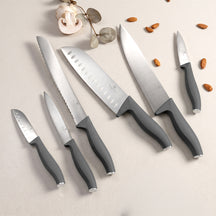 BerlingerHaus Knivsæt Mat Antracit 6-delt - Kokkekniv, Brødkniv, Santokukniv, Kontorkniv, Skærekkniv & Mini Santokukniv