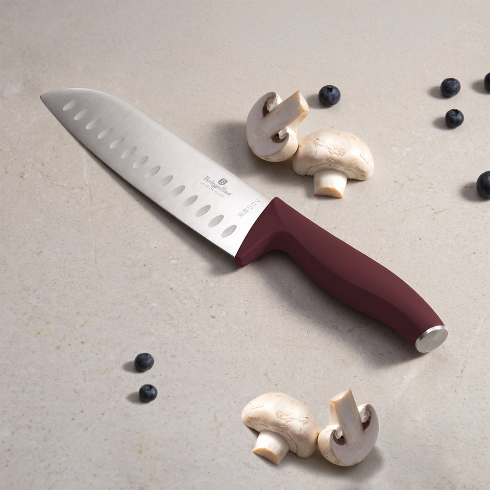 BerlingerHaus Knivblok Mat Bordeaux 10-delt - Kokkekniv, Brødkniv, Santokukniv, Skærekniv, Skrællekniv & 4 Steakknive