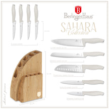BerlingerHaus Knivblok Mat Creme 10-delt - Kokkekniv, Brødkniv, Santokukniv, Universalkniv, Skrellekniv & 4 Steakknive