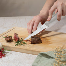 BerlingerHaus Knivblok Mat Creme 10-delt - Kokkekniv, Brødkniv, Santokukniv, Universalkniv, Skrellekniv & 4 Steakknive