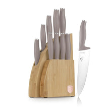 BerlingerHaus Knivblok Taupe 10-delt - Kokkekniv, Brødkniv, Santokukniv, Universalkniv, Skrellekniv & 4 Steakknive