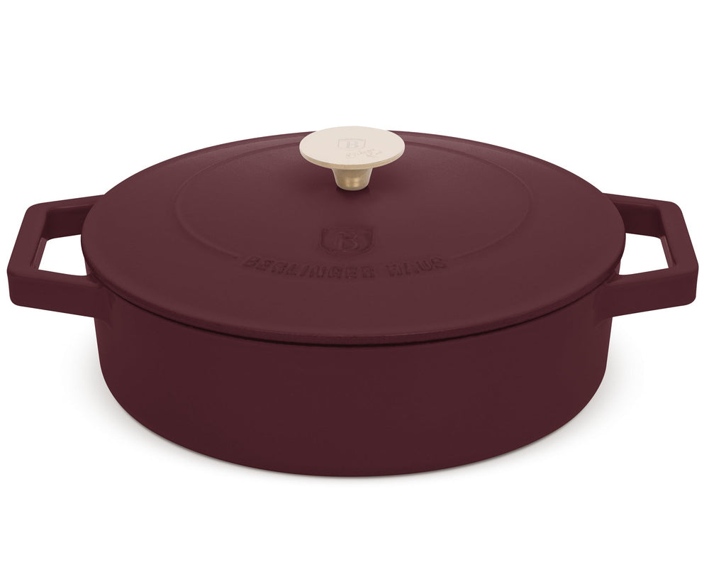 Berlinger Haus Hapjespan / Sauteerpan Mat Bordeaux - Støbejern - ø 26 cm - egnet til alle varmekilder - emaljeret anti-stick belægning