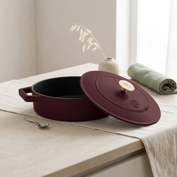 BerlingerHaus Sauteerpande Mat Bordeaux - Gussejern - ø 26 cm - egnet til alle varmekilder - emaljeret non-stick belægning