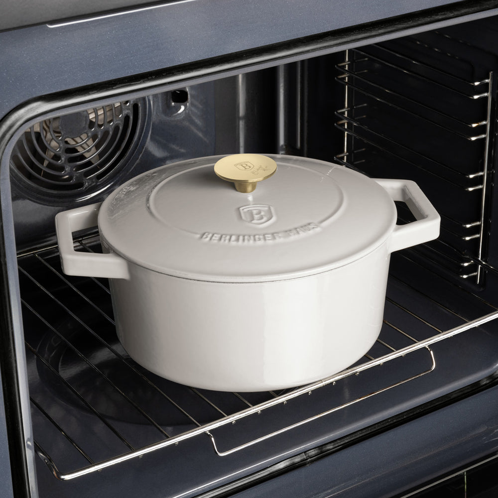 BerlingerHaus Stegegryde Mat Crème - Støbejern - ø 24 cm - egnet til alle varmekilder - emaljeret non-stick belægning