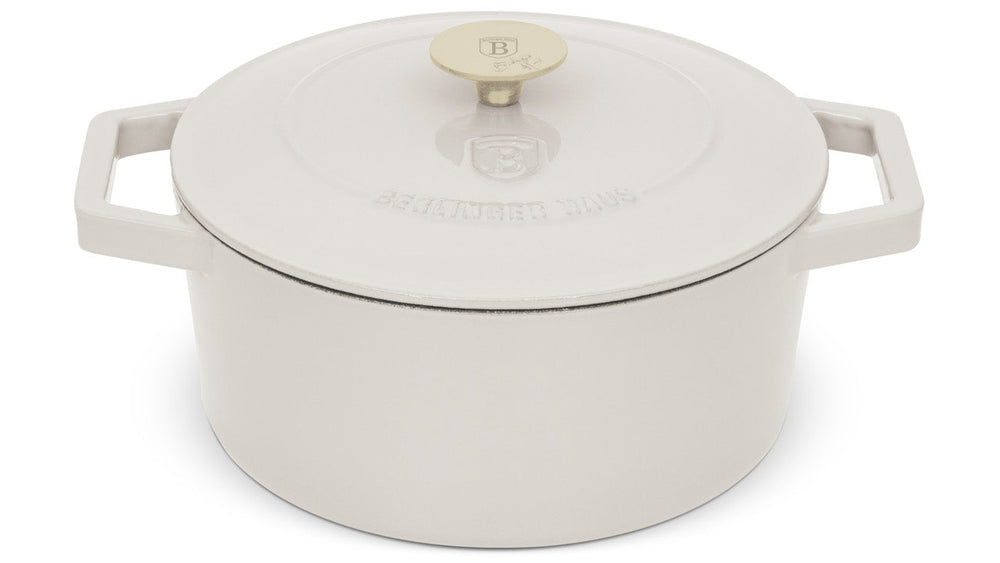 BerlingerHaus Stegegryde Mat Crème - Støbejern - ø 24 cm - egnet til alle varmekilder - emaljeret non-stick belægning