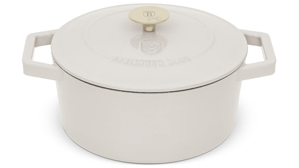 BerlingerHaus Stegegryde Mat Crème - Støbejern - ø 24 cm - egnet til alle varmekilder - emaljeret non-stick belægning