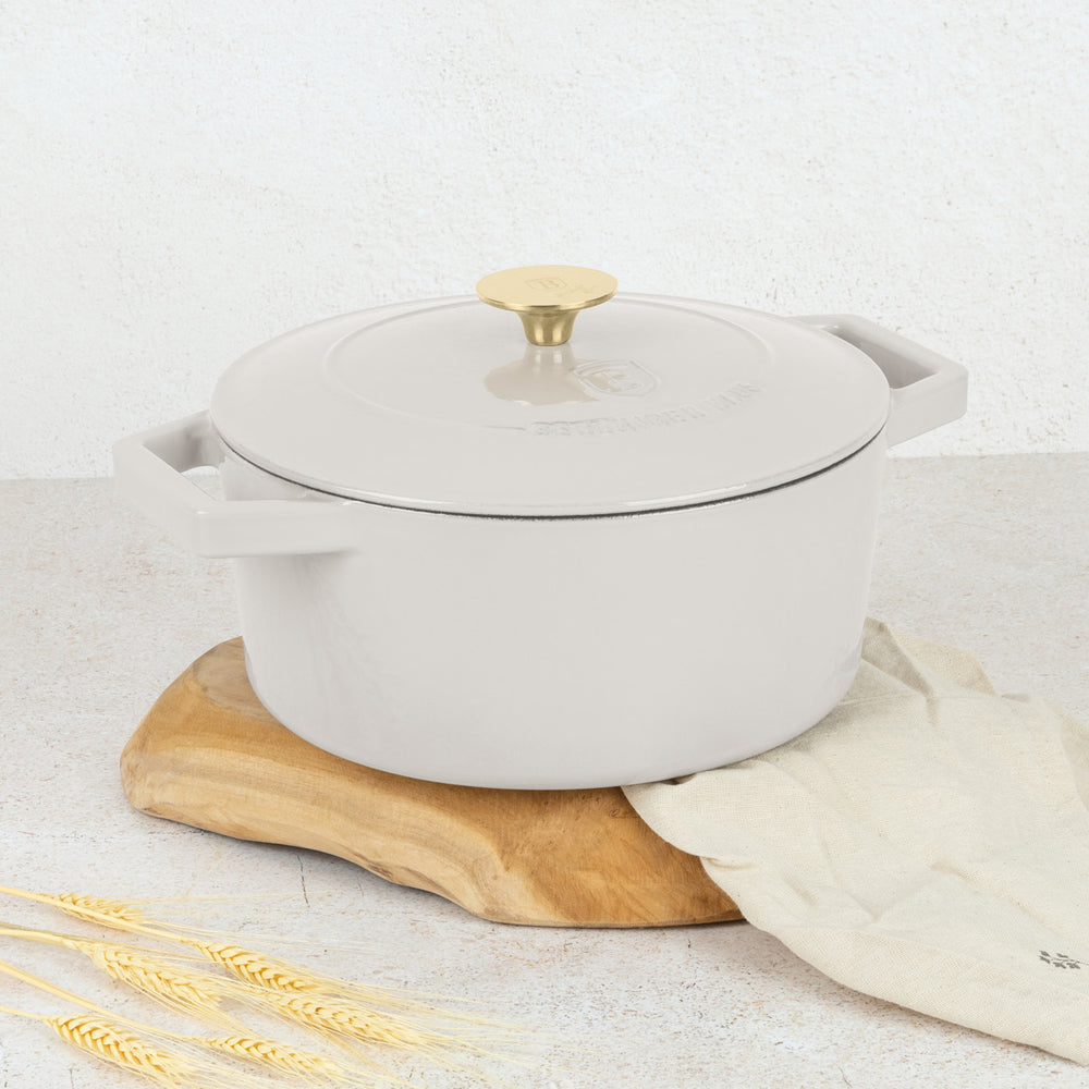BerlingerHaus Stegegryde Mat Crème - Støbejern - ø 24 cm - egnet til alle varmekilder - emaljeret non-stick belægning