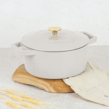 BerlingerHaus Stegegryde Mat Crème - Støbejern - ø 24 cm - egnet til alle varmekilder - emaljeret non-stick belægning