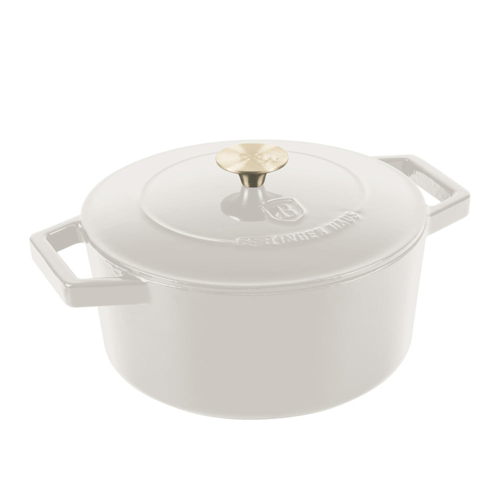 BerlingerHaus Stegegryde Mat Crème - Støbejern - ø 24 cm - egnet til alle varmekilder - emaljeret non-stick belægning