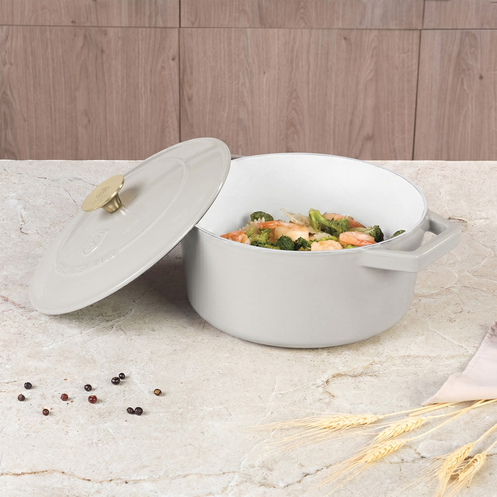 BerlingerHaus Stegegryde Mat Crème - Støbejern - ø 24 cm - egnet til alle varmekilder - emaljeret non-stick belægning
