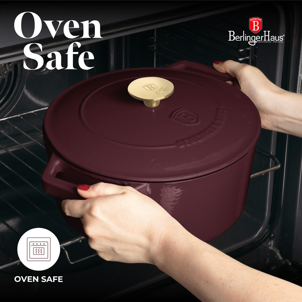 BerlingerHaus Gryde Mat Bordeaux - Gussejern - ø 24 cm - egnet til alle varmekilder - emaljeret non-stick belægning
