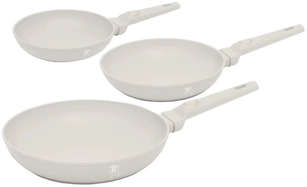 BerlingerHaus Stegepandesæt Mat Creme 3-Delt - ø 20, 24 & 28 cm - egnet til alle varmekilder - standard non-stick belægning