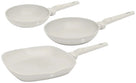 BerlingerHaus Stegepandssæt Mat Creme 3-Delt - Stegepande ø 20 & 24 cm, Grillpande 28 cm - Egnet til alle varmekilder