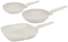 BerlingerHaus Stegepandssæt Mat Creme 3-Delt - Stegepande ø 20 & 24 cm, Grillpande 28 cm - Egnet til alle varmekilder
