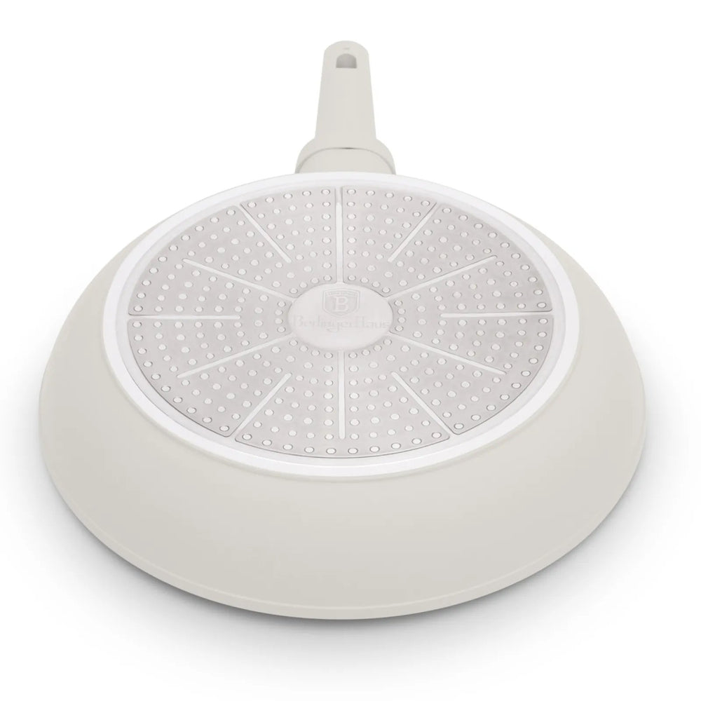 BerlingerHaus Stegepandssæt Mat Creme 3-Delt - Stegepande ø 20 & 24 cm, Grillpande 28 cm - Egnet til alle varmekilder