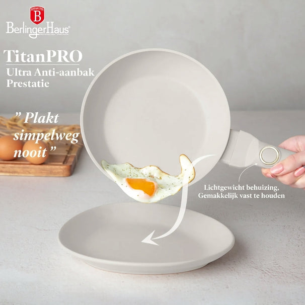 BerlingerHaus Stegepande Mat Creme ø 20 cm - egnet til alle varmekilder - standard non-stick belægning