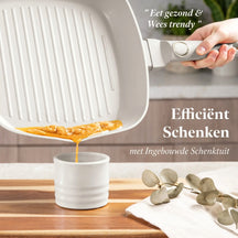 BerlingerHaus Stegepandssæt Mat Creme 3-Delt - Stegepande ø 20 & 24 cm, Grillpande 28 cm - Egnet til alle varmekilder