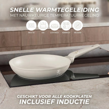 BerlingerHaus Stegepandssæt Mat Creme 3-Delt - Stegepande ø 20 & 24 cm, Grillpande 28 cm - Egnet til alle varmekilder
