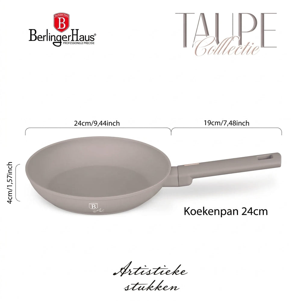 BerlingerHaus Stegepande Taupe ø 24 cm - egnet til alle varmekilder - standard non-stick belægning