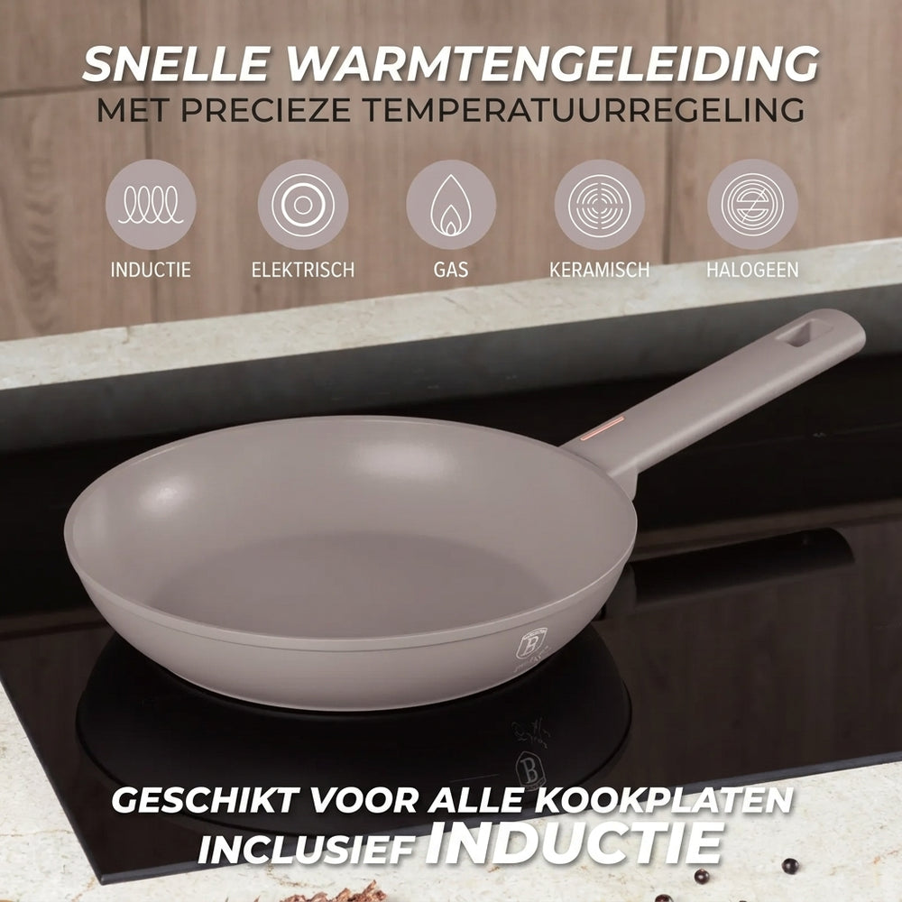 BerlingerHaus Grydesæt Taupe 11-Delt - Kogepande ø 20, 24, 28 cm, Stegepande ø 24, 28 cm & Kasserolle ø 16 cm - egnet til alle varmekilder