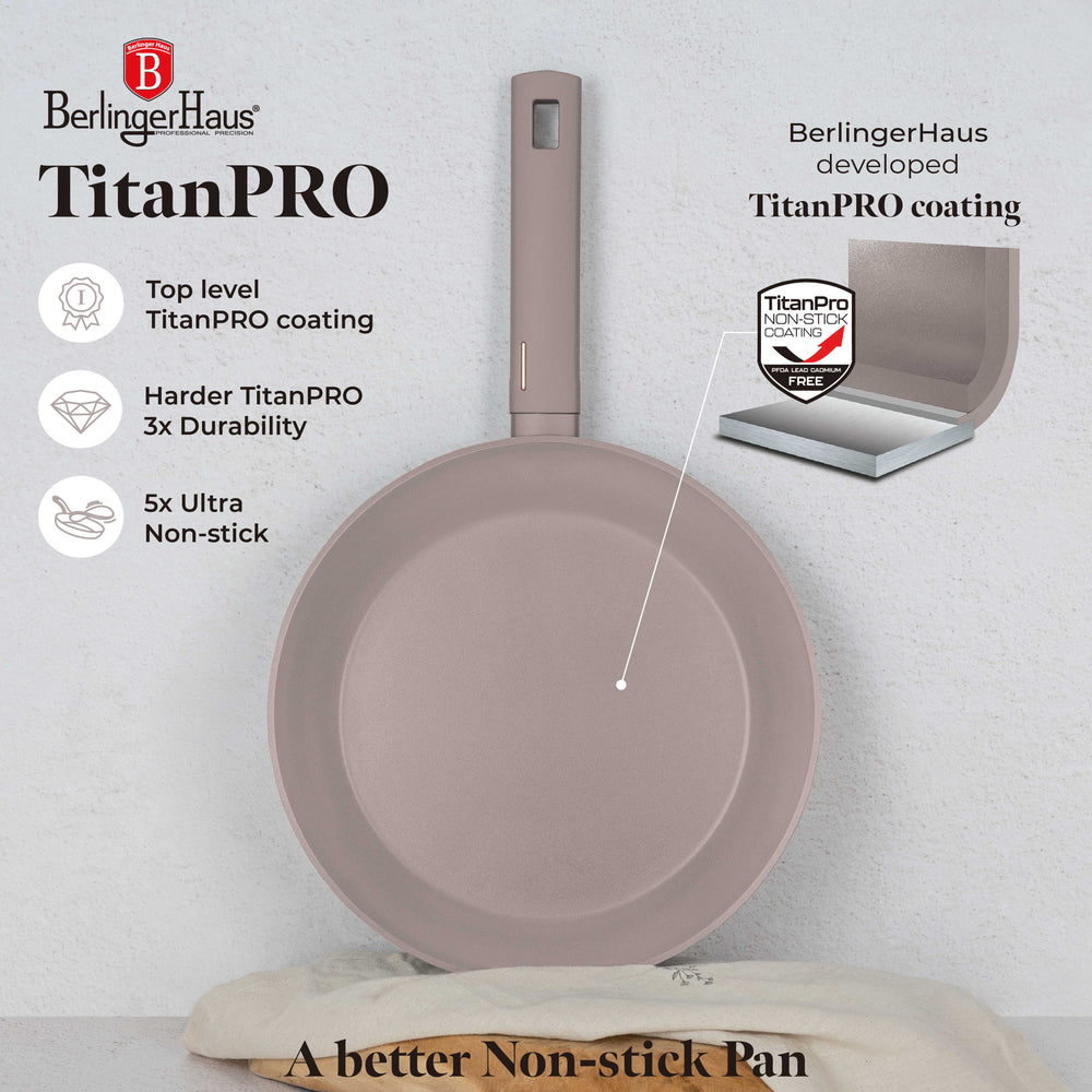 BerlingerHaus Stegepande Taupe ø 28 cm - egnet til alle varmekilder - standard non-stick belægning