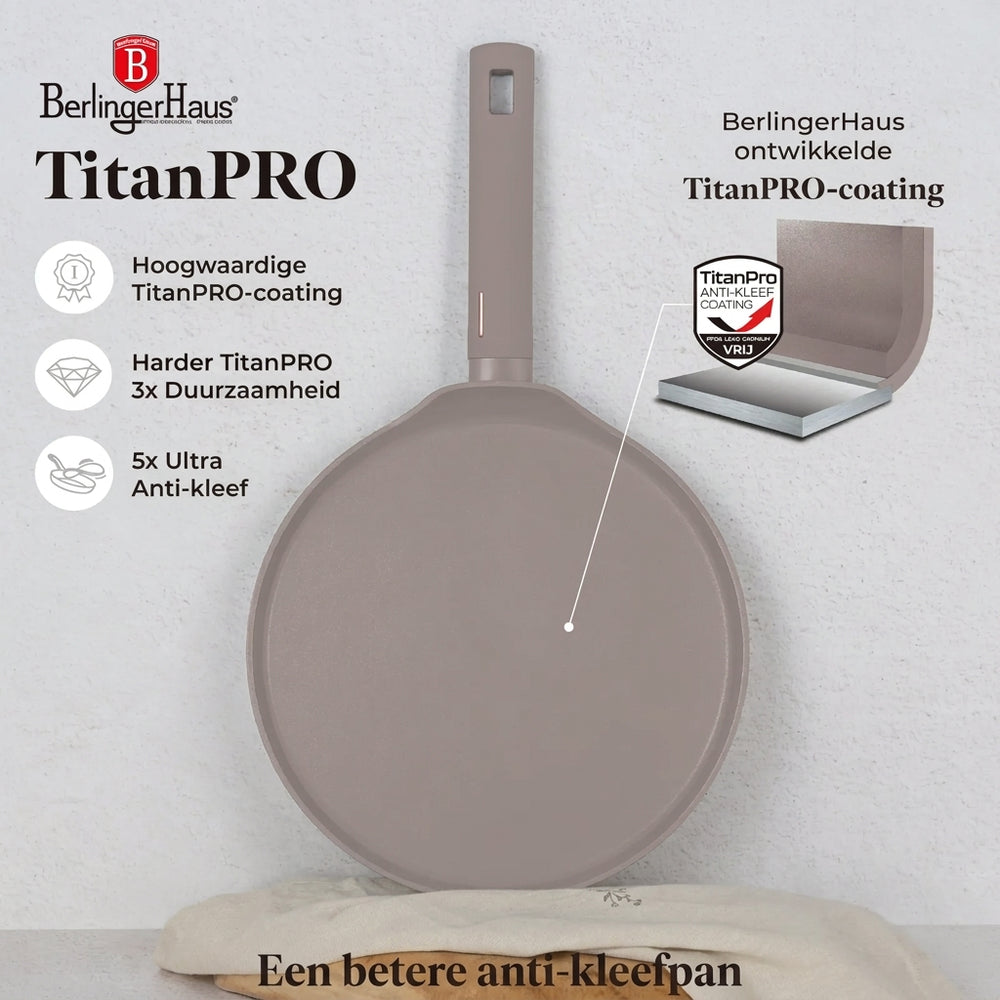 BerlingerHaus Pandekagepande Taupe ø 28 cm - egnet til alle varmekilder - standard non-stick belægning