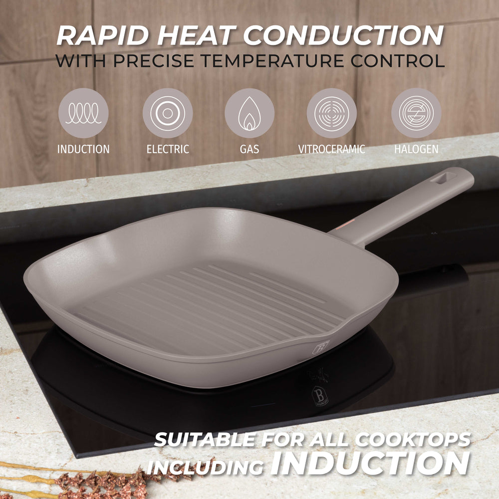BerlingerHaus Grillpande Taupe 28 x 28 cm - egnet til alle varmekilder - standard non-stick belægning