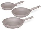 BerlingerHaus Stegepandesæt Taupe 3-Delt - ø 20, 24 & 28 cm - egnet til alle varmekilder - standard non-stick belægning
