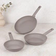 BerlingerHaus Stegepandesæt Taupe 3-Delt - ø 20, 24 & 28 cm - egnet til alle varmekilder - standard non-stick belægning