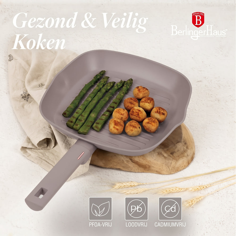BerlingerHaus Grillpande Taupe 28 x 28 cm - egnet til alle varmekilder - standard non-stick belægning