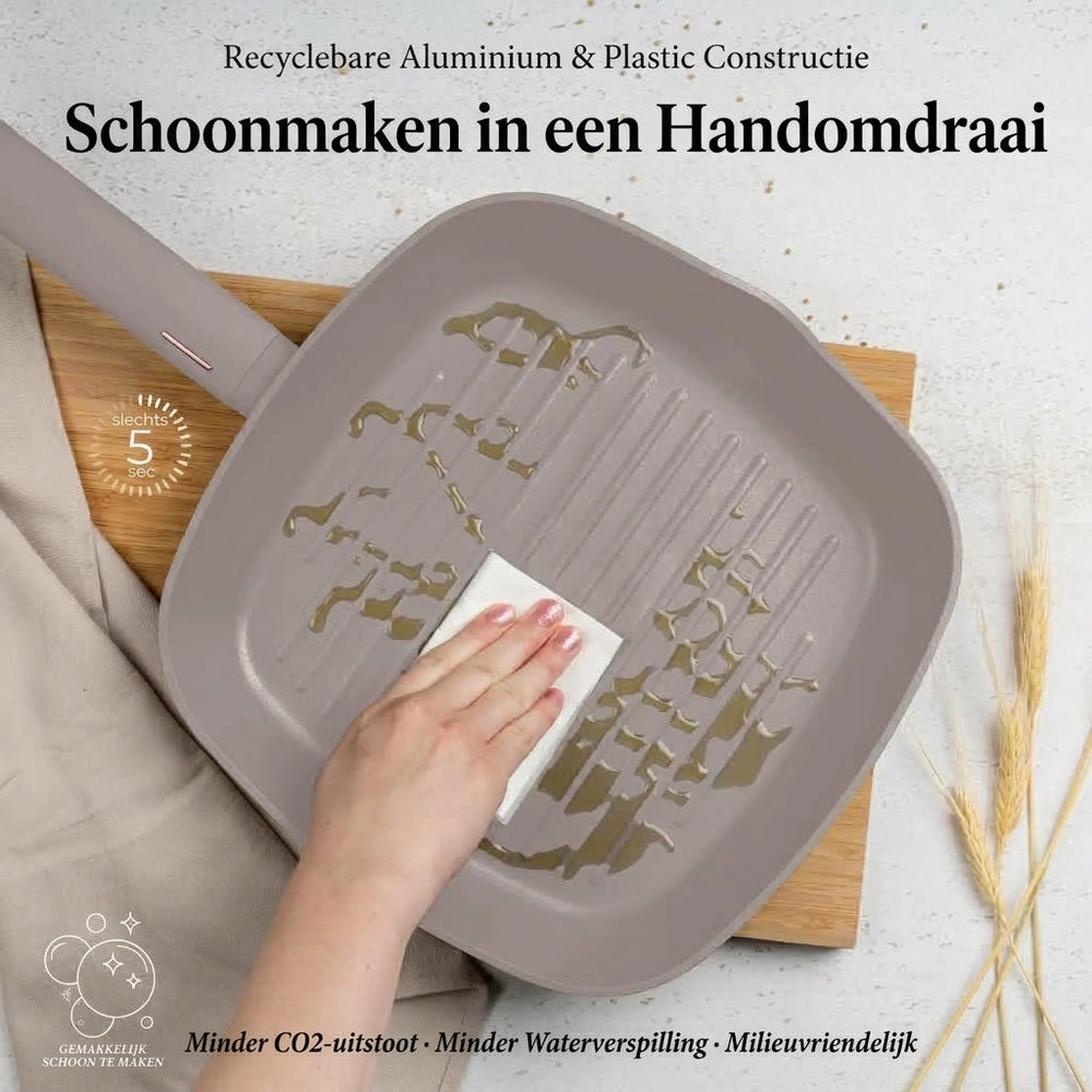 BerlingerHaus Grillpande Taupe 28 x 28 cm - egnet til alle varmekilder - standard non-stick belægning