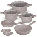 BerlingerHaus Pandesæt Taupe 7-Delt - Kogepande ø 20, 24, 28 cm & Stegepande ø 20, 24 cm - egnet til alle varmekilder