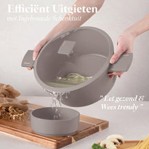 BerlingerHaus Pandesæt Taupe 7-Delt - Kogepande ø 20, 24, 28 cm & Stegepande ø 20, 24 cm - egnet til alle varmekilder