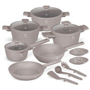 BerlingerHaus Grydesæt Taupe 11-Delt - Kogepande ø 20, 24, 28 cm, Stegepande ø 24, 28 cm & Kasserolle ø 16 cm - egnet til alle varmekilder