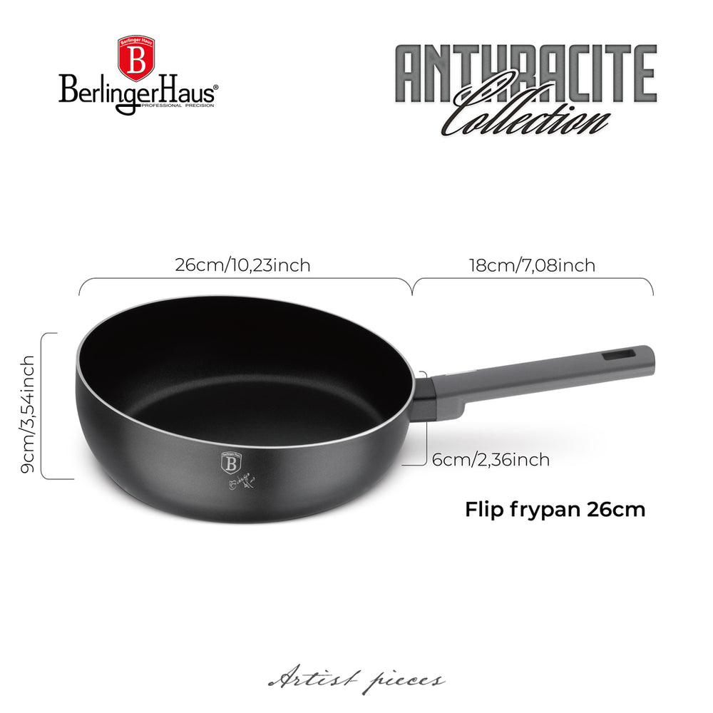 BerlingerHaus Stegepande Mat Antracit ø 26 cm - egnet til alle varmekilder - standard non-stick belægning