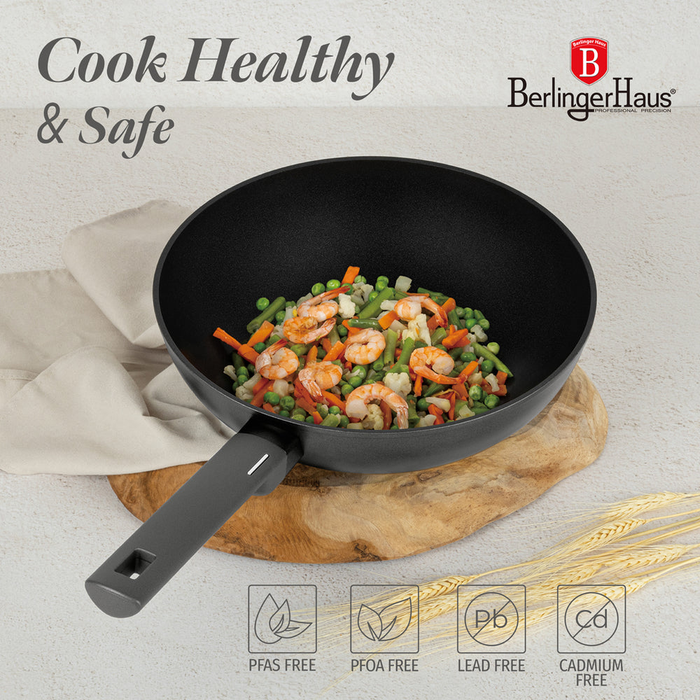 BerlingerHaus Wokpande Mat Antracit ø 28 cm - egnet til alle varmekilder - standard non-stick belægning
