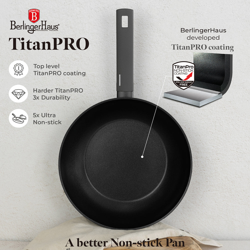 BerlingerHaus Wokpande Mat Antracit ø 28 cm - egnet til alle varmekilder - standard non-stick belægning