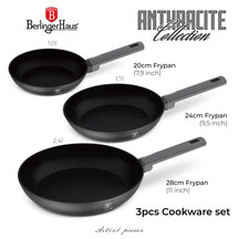 BerlingerHaus Stegepand Sæt Mat Antracit 3-Delt - ø 20, 24 & 28 cm - egnet til alle varmekilder - standard non-stick belægning