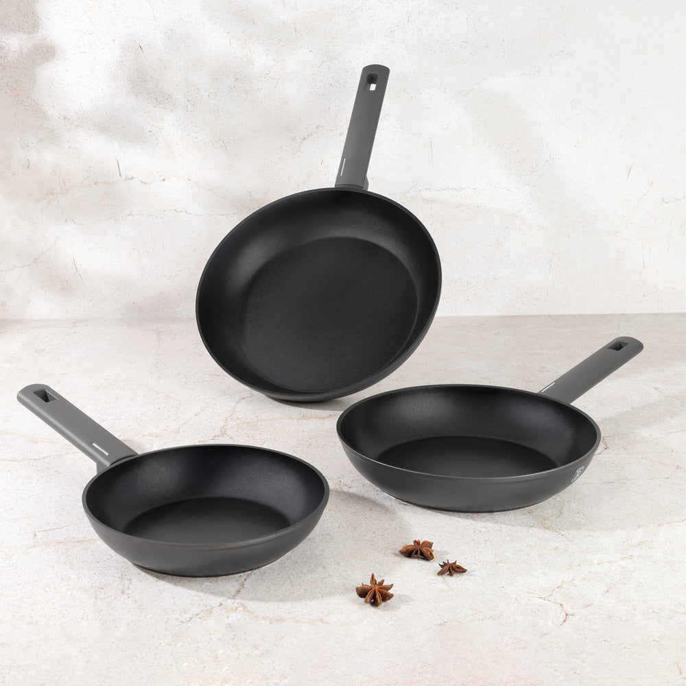 BerlingerHaus Stegepand Sæt Mat Antracit 3-Delt - ø 20, 24 & 28 cm - egnet til alle varmekilder - standard non-stick belægning